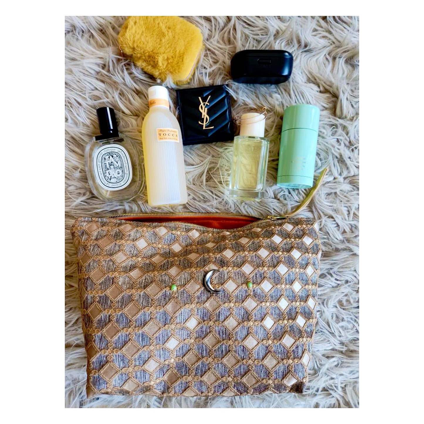 Cream and Pewter Moon Traveller Bag Large