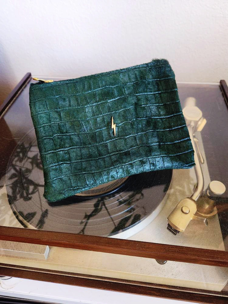 Emerald Hair-On Bolt Pouch