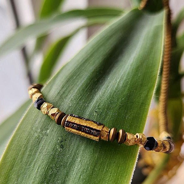 Hematite and Onyx 22kt Gold Overlay Necklace