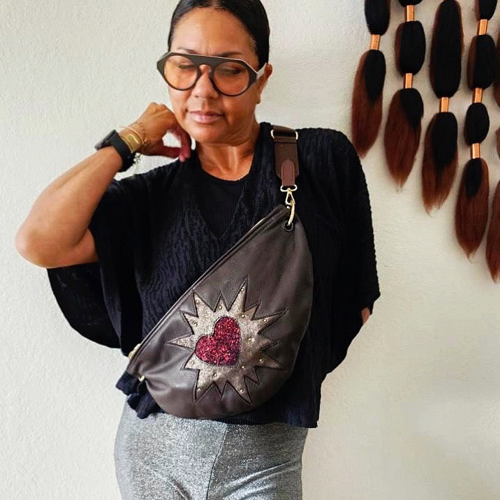 Large Chocolate Heart Sling Crossbody Bag