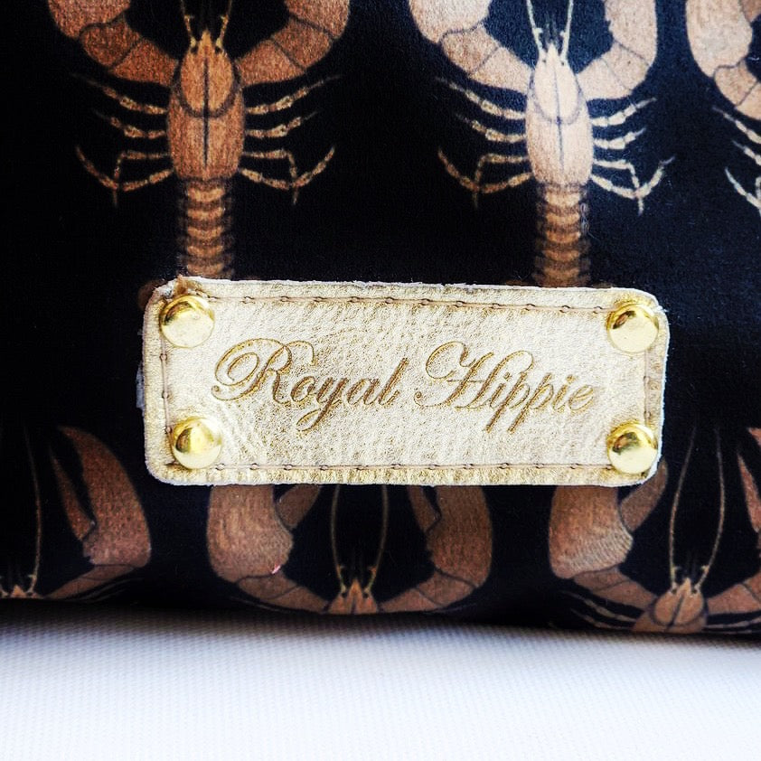 Black And Gold Lobster Velvet Traveller Large