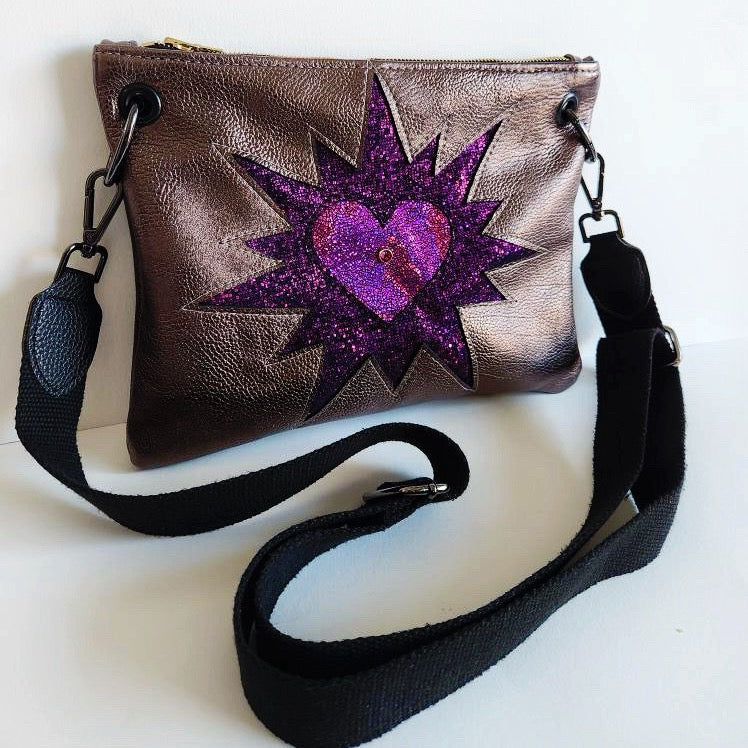 Pewter Rose Mon Coeur Crossbody Bag