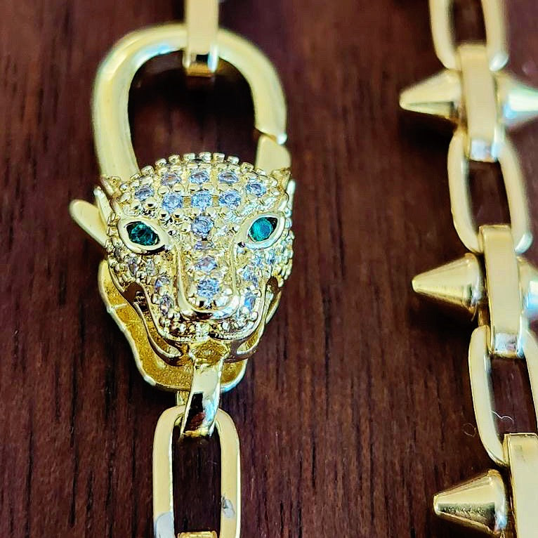 Sterling Gold Overlay Pave Bracelet