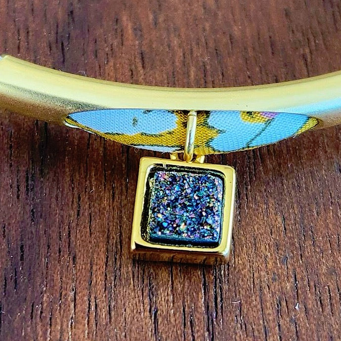 Mustard and Pewter Druzy Adjustable Bracelet