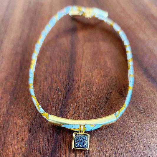 Mustard and Pewter Druzy Adjustable Bracelet