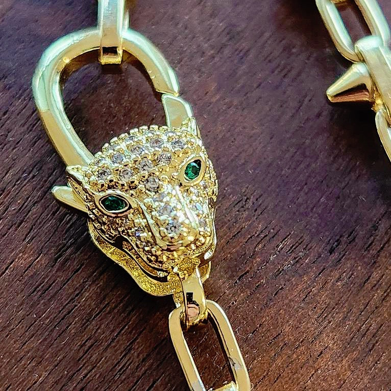 Cubed Gold Overlay Sterling Pave Bracelet