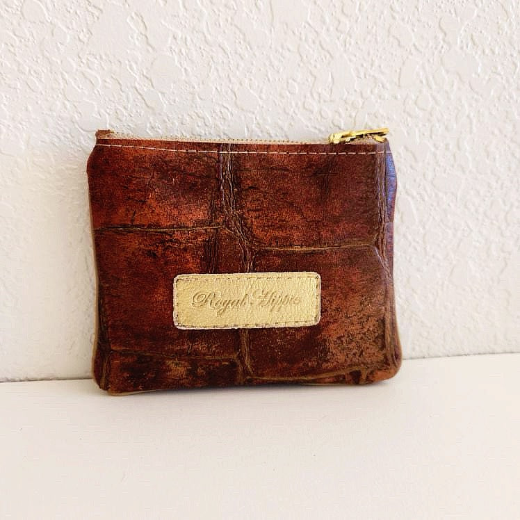 Vintage Brown Mini Coin Card Pouch
