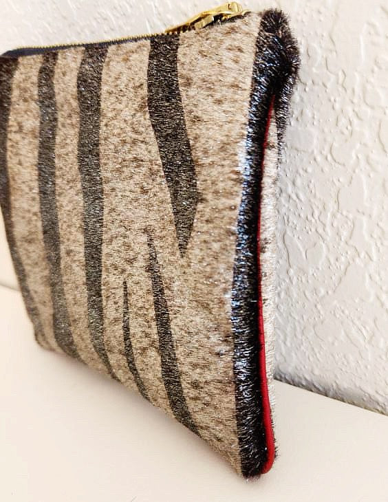 Pewter Zebra Mini Coin Card Pouch