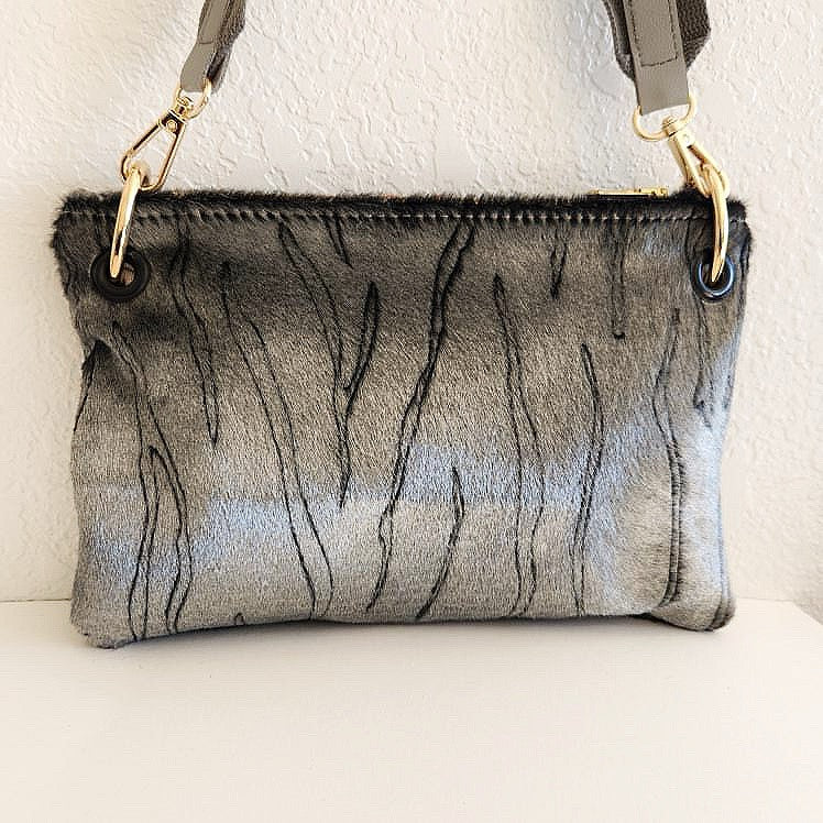 Pewter Stripe Crossbody Bag