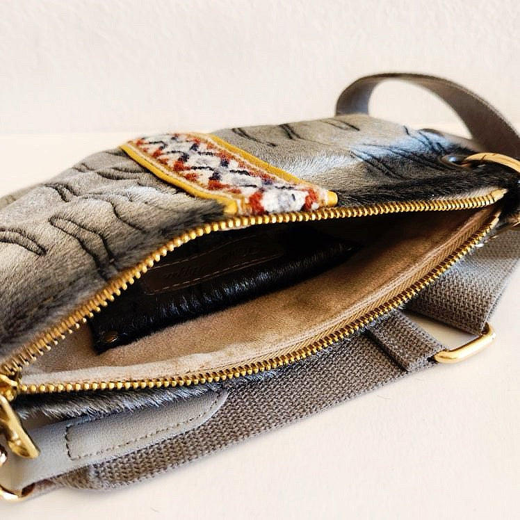 Pewter Stripe Crossbody Bag