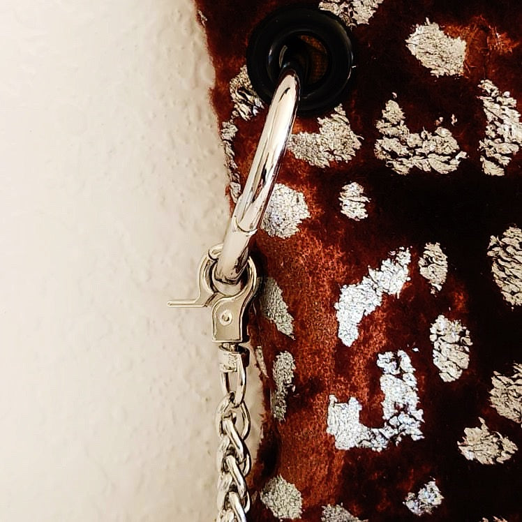 Garnet and Chrome Leopard Crossbody