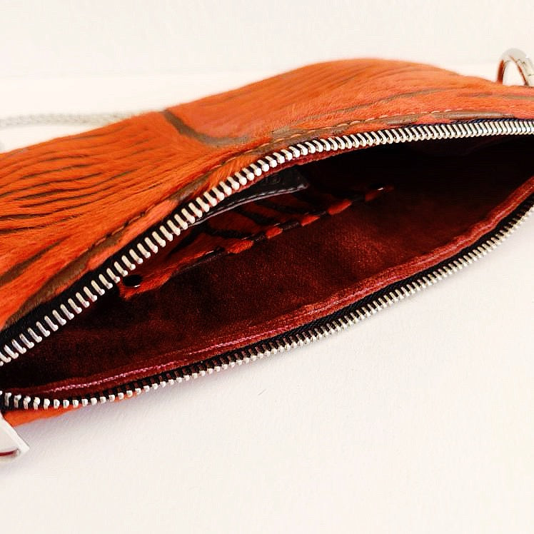 Brunt Orange Zebra Crossbody Bag