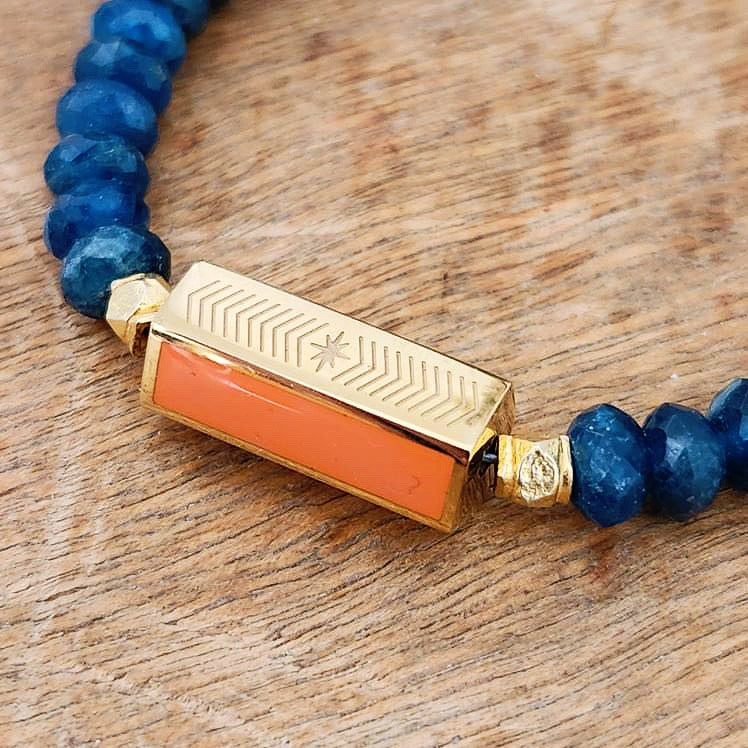 Faceted Apatite 22kt Gold Overlay Bracelet