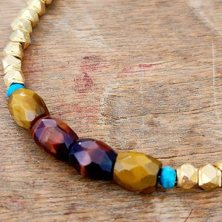 22kt Overlay Faceted Tiger Eye Bracelet