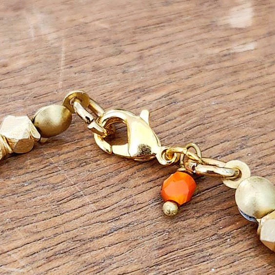 Apatite 22kt Hamsa Stackable Bracelet