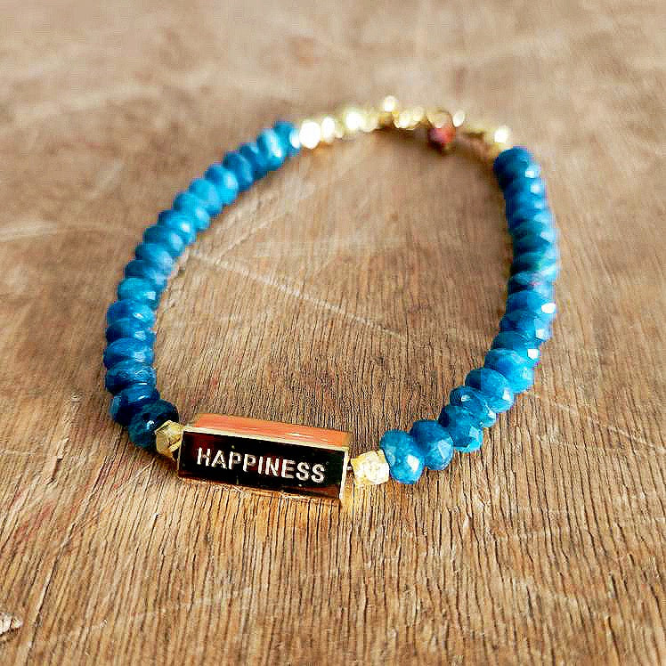 Faceted Apatite 22kt Gold Overlay Bracelet