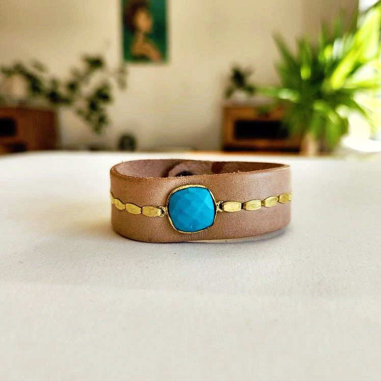 Natural Buff Leather Cuff Bracelet
