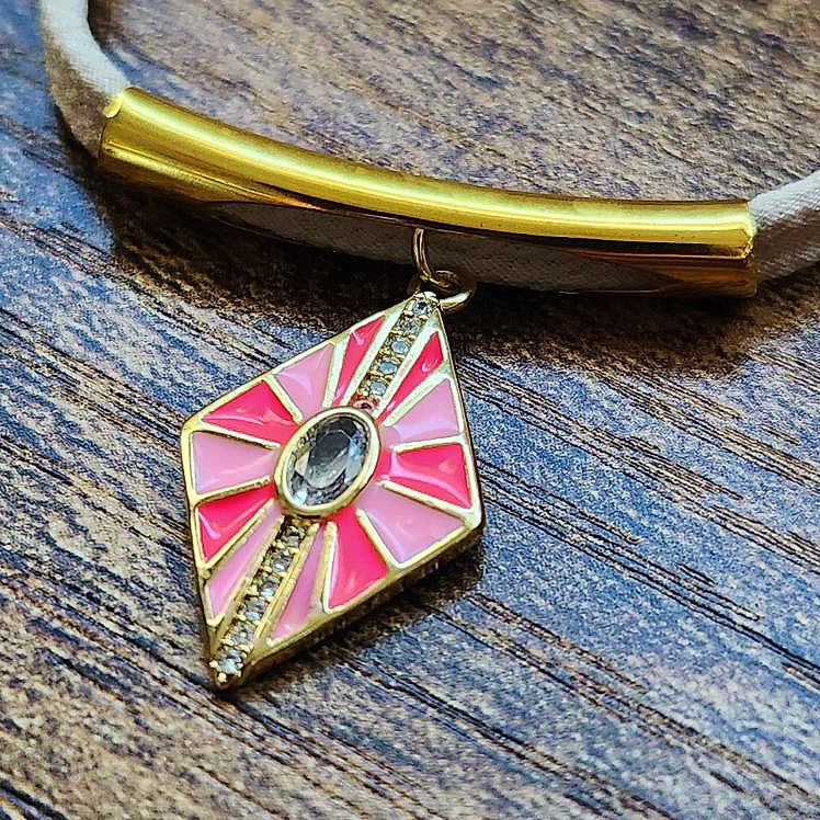 Pink and Cream Adjustable Bracelet