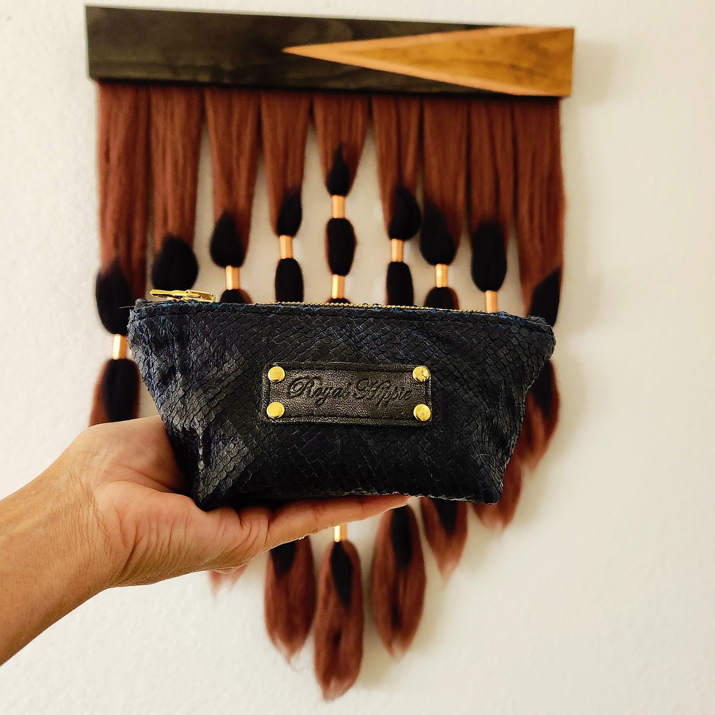 Navy snake print Mini Pouch