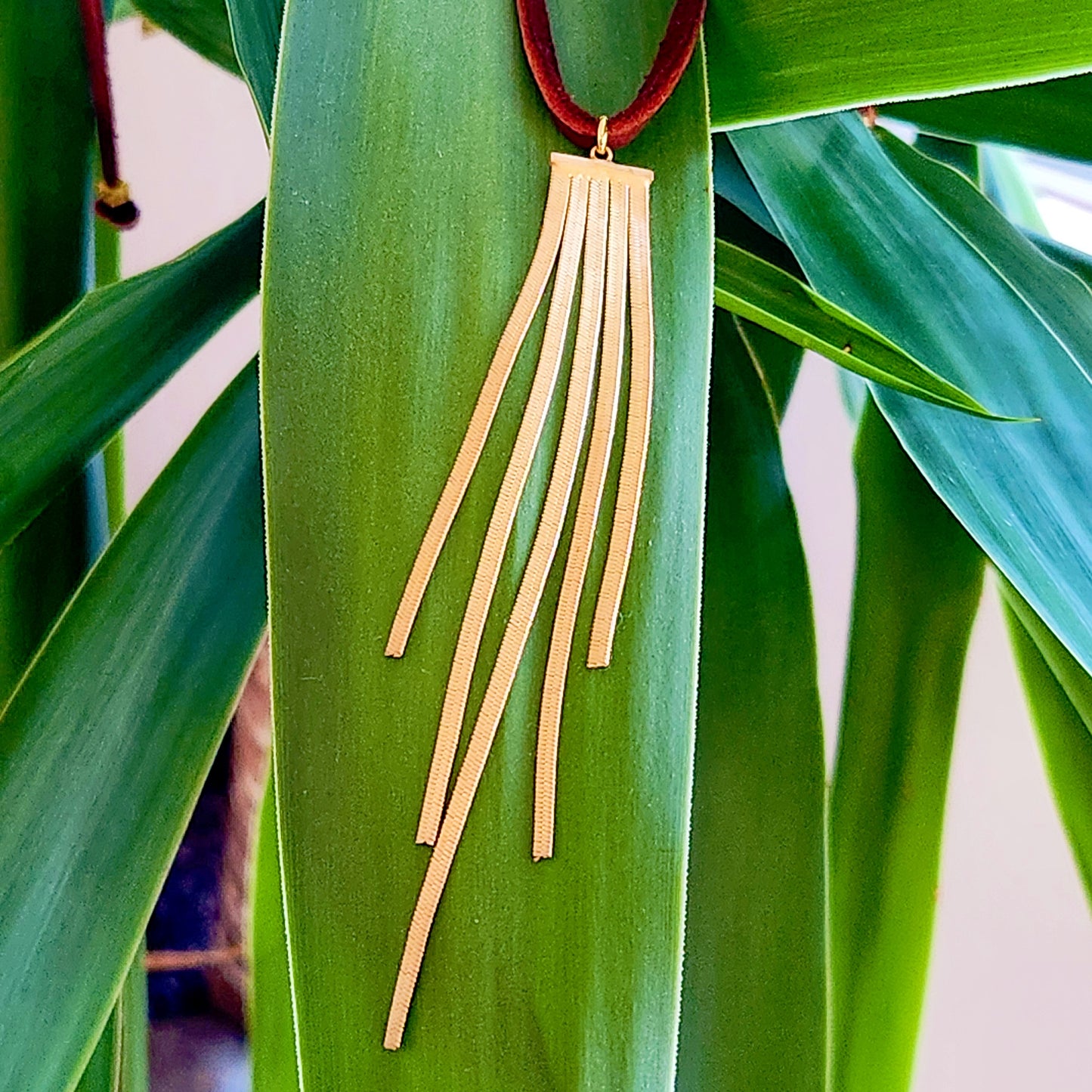 Adjustable Leather Cord Fringe Necklace