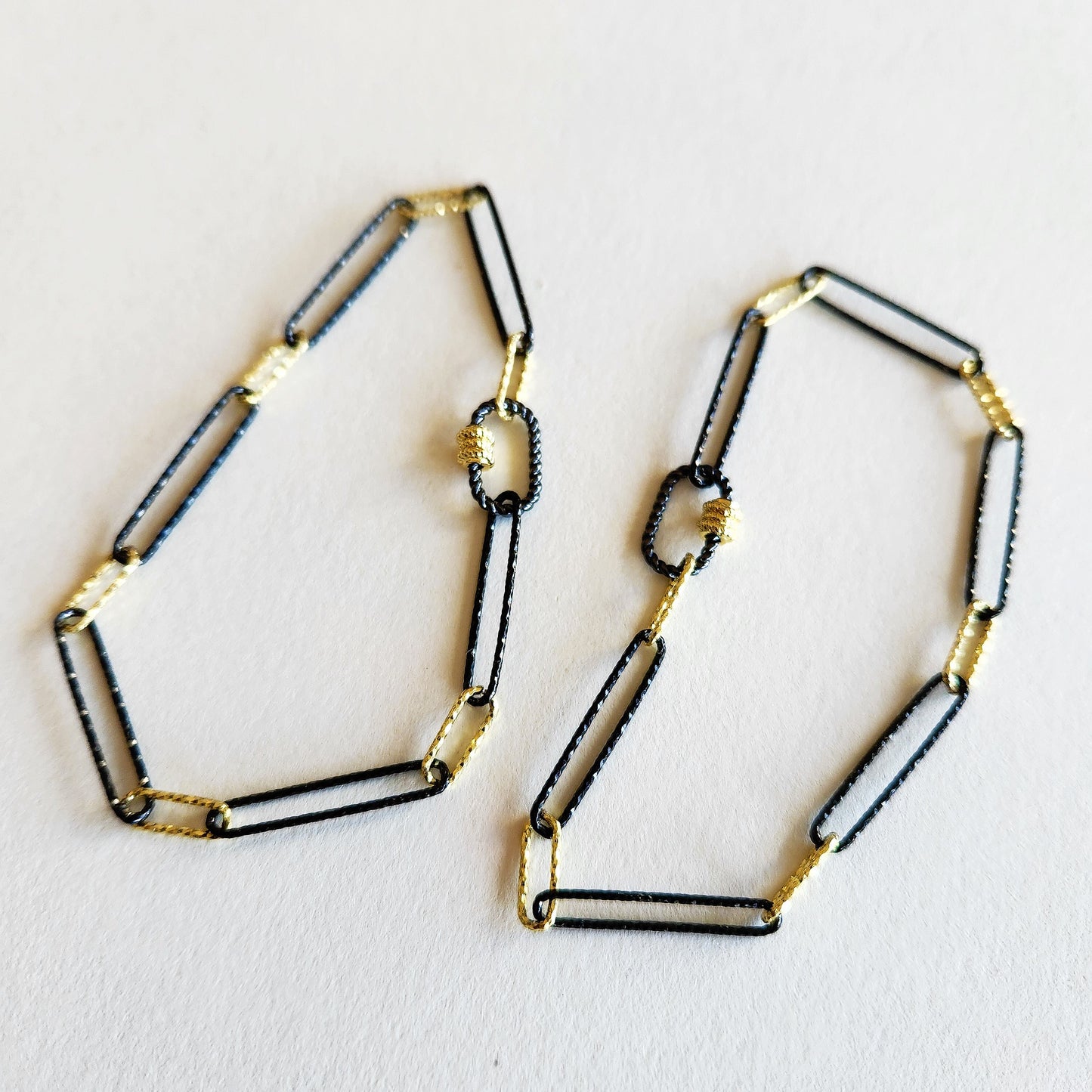 Oxidized Sterling Silver and Gold Overlay Bracelet