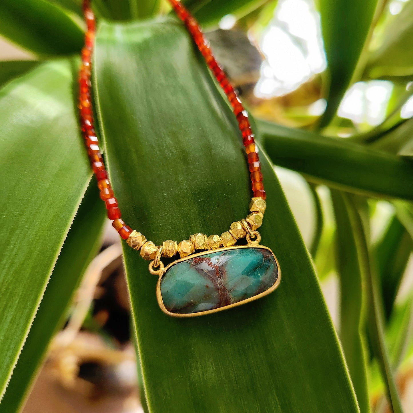 Azurite Malachite Red Agate Necklace