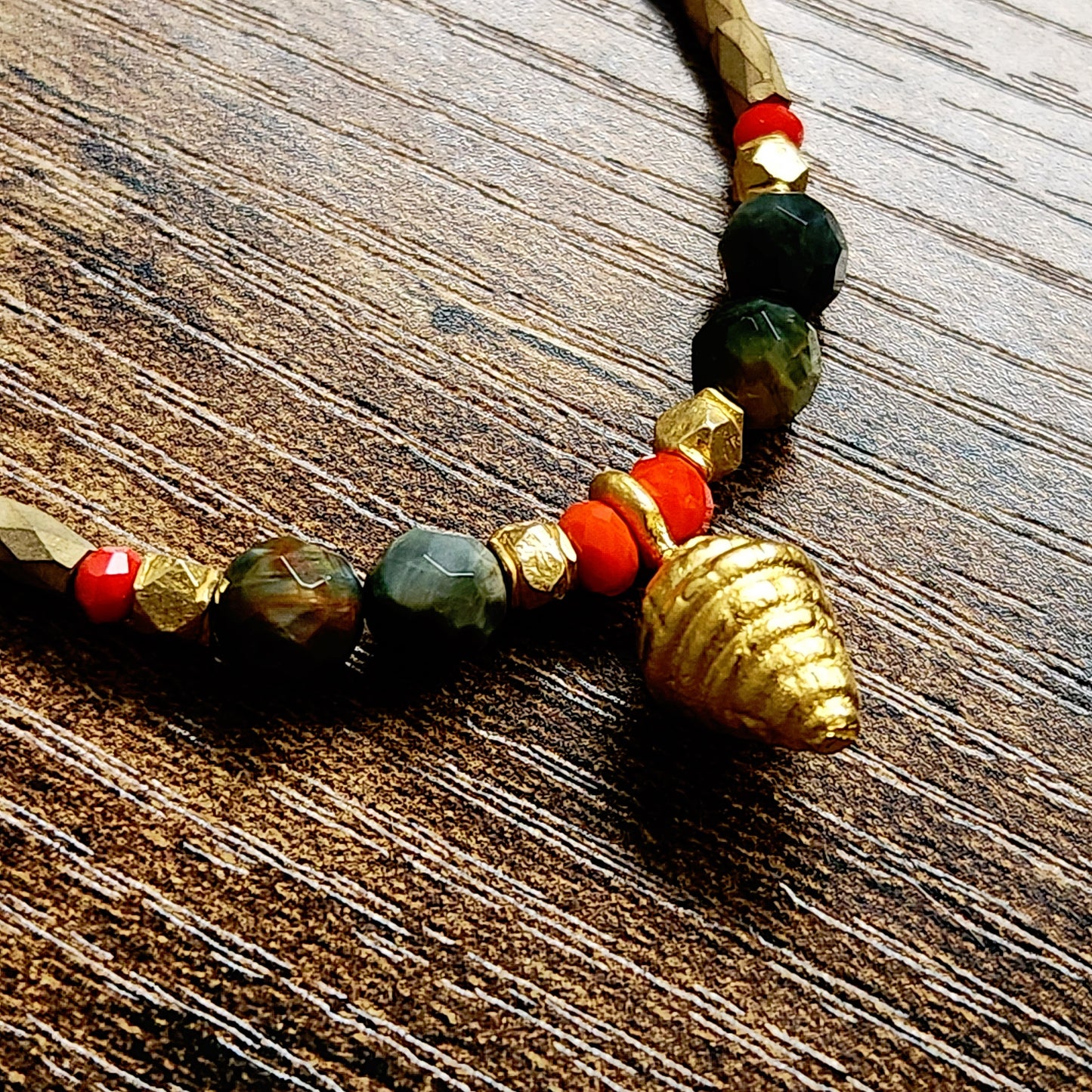 Faceted Onyx Shell Gold Overlay Bracelet