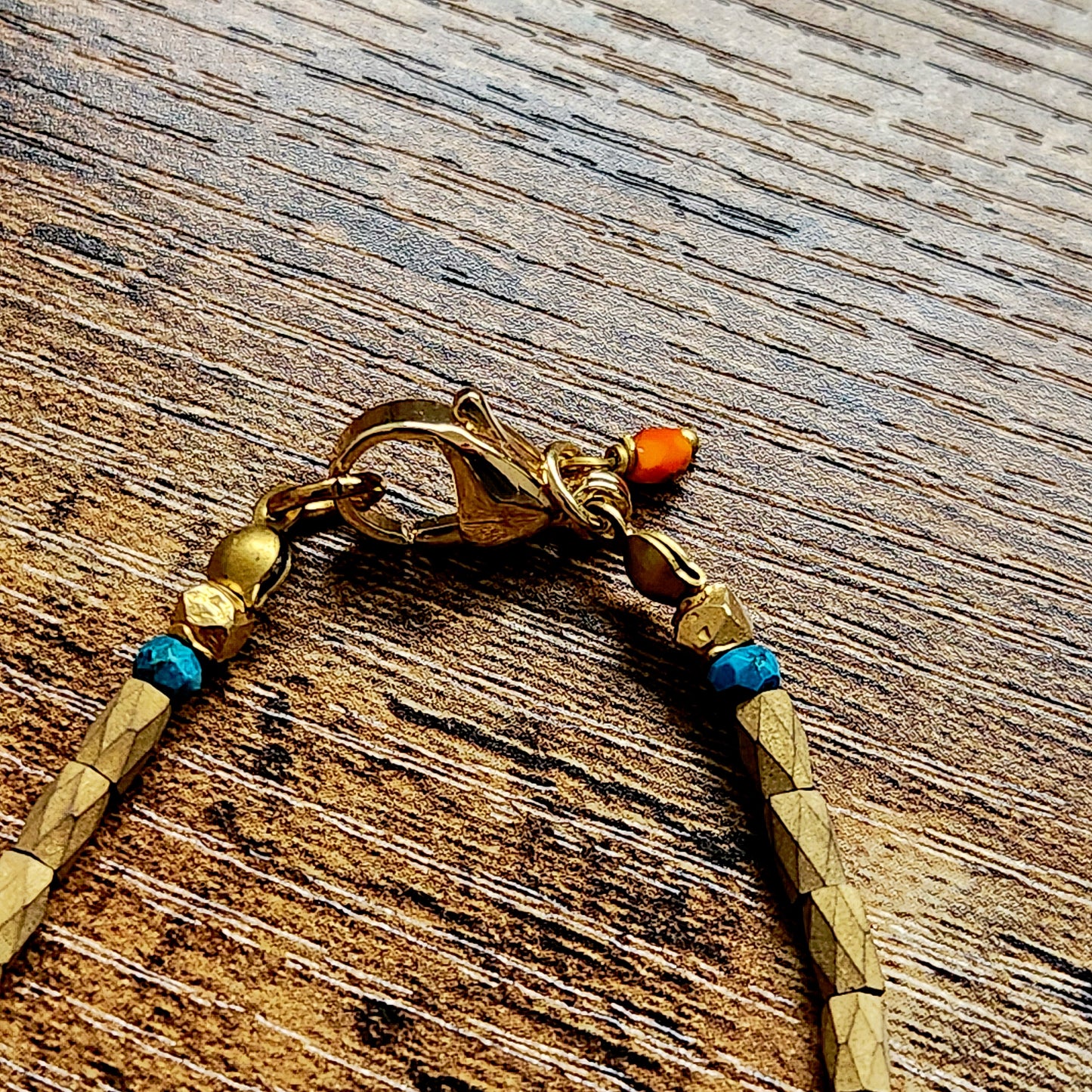 Faceted Apatite Gold Overlay Shell Bracelet