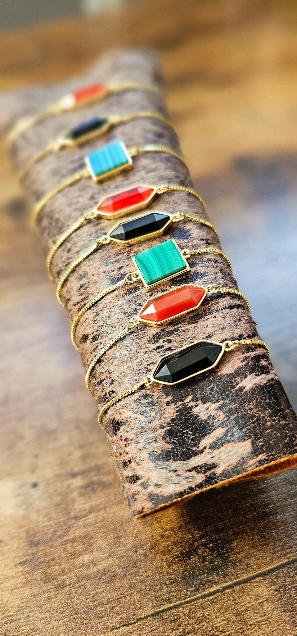 Malachite Gold Filled Adjustable Bracelet