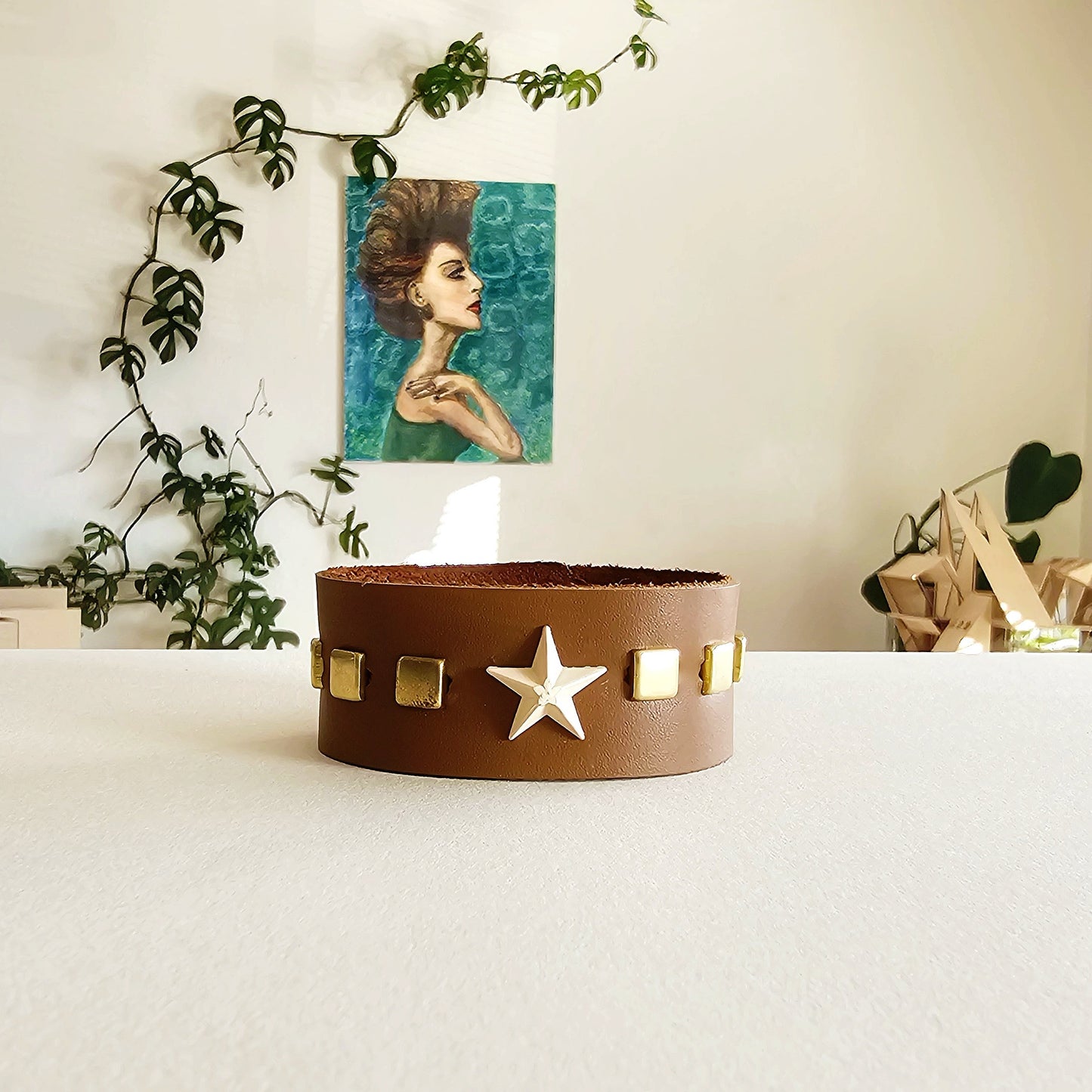 Brown Stella Leather Cuff Bracelet