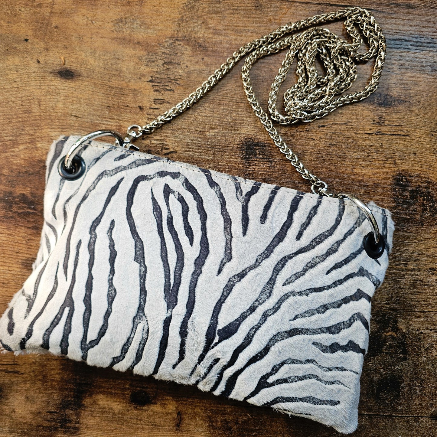 Zebra Italian Leather Crossbody Bag