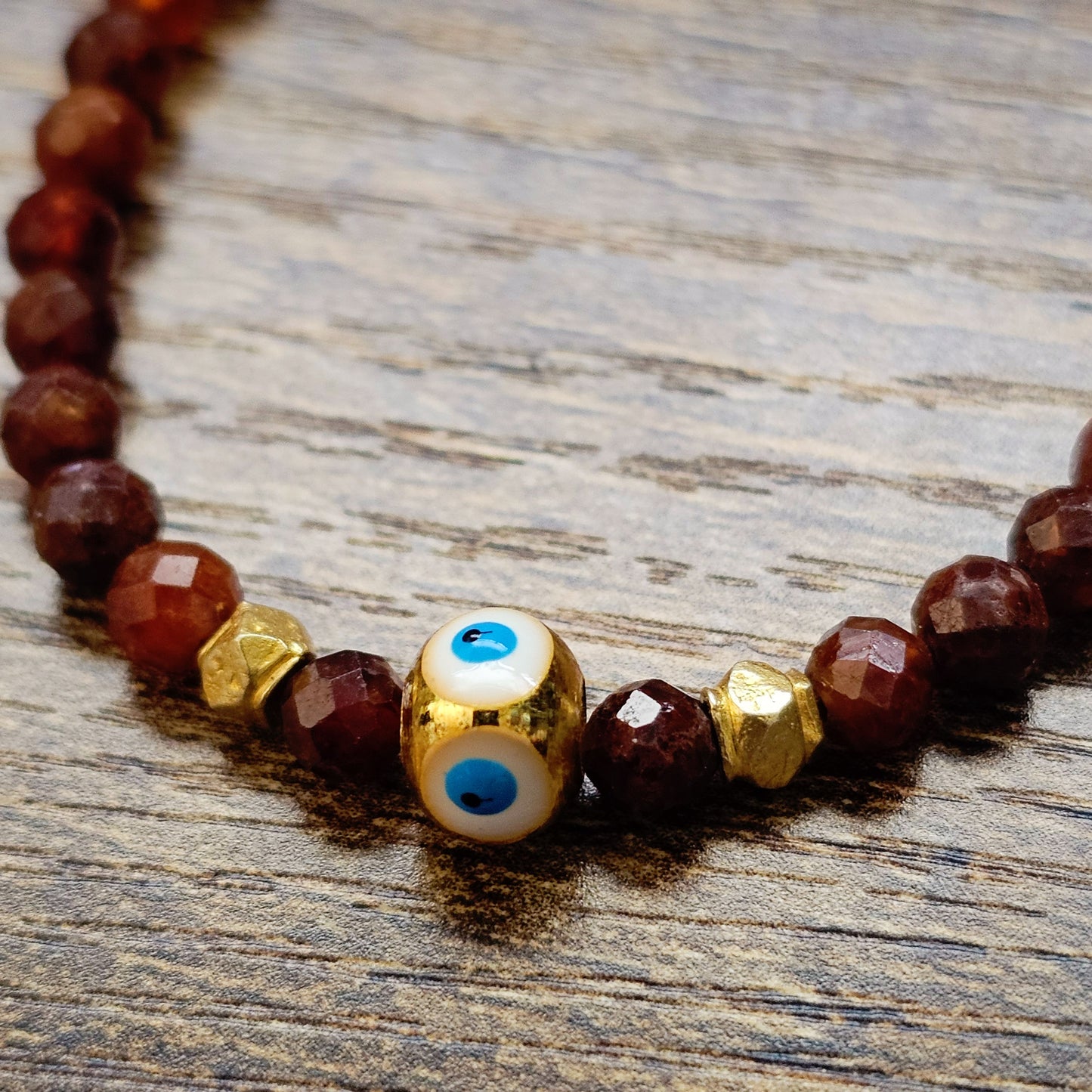 Faceted Ruby 22kt Good eye Bracelet