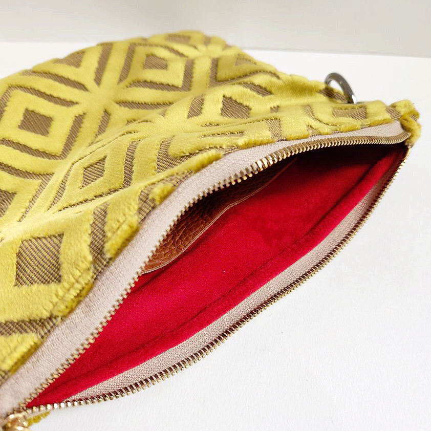 Velvet Mustard Diamond Cross body Large