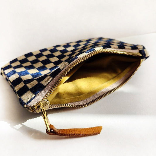 Navy and Cream Velvet MiniPouch