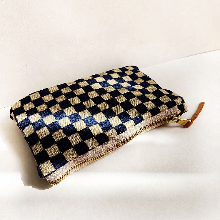 Navy and Cream Velvet MiniPouch