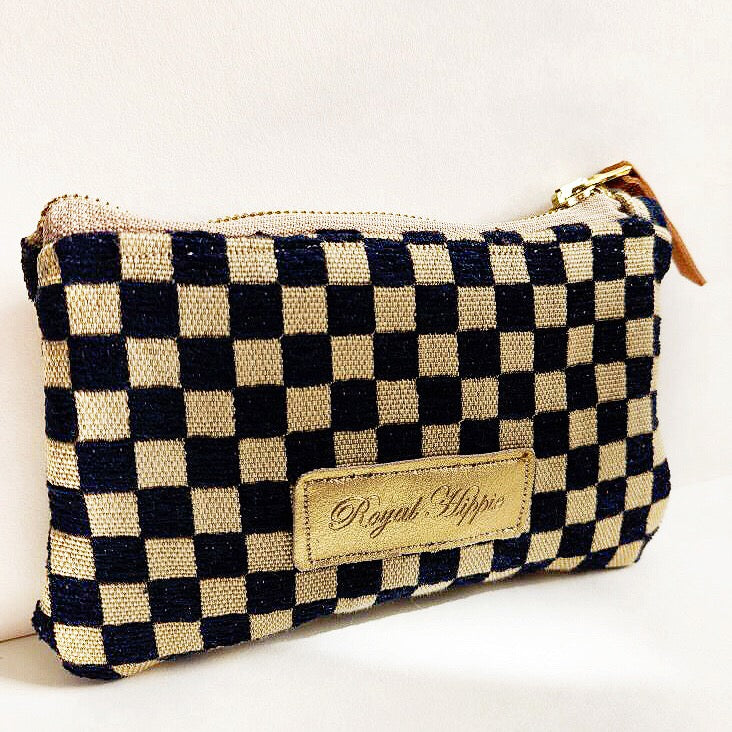 Navy and Cream Velvet MiniPouch