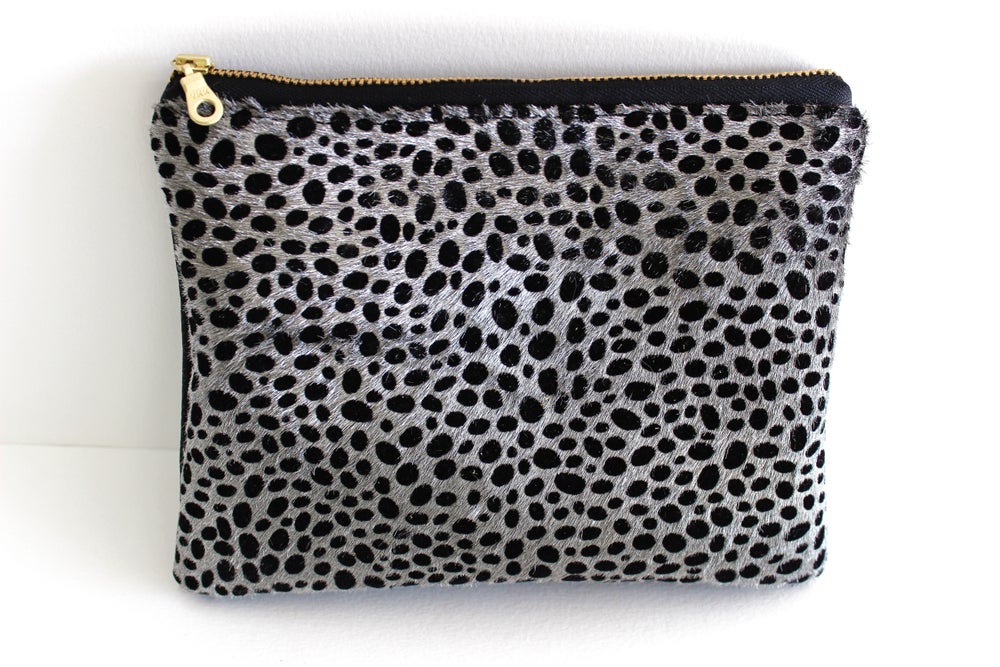 Mini Pouch Cheetah  Black and Pewter