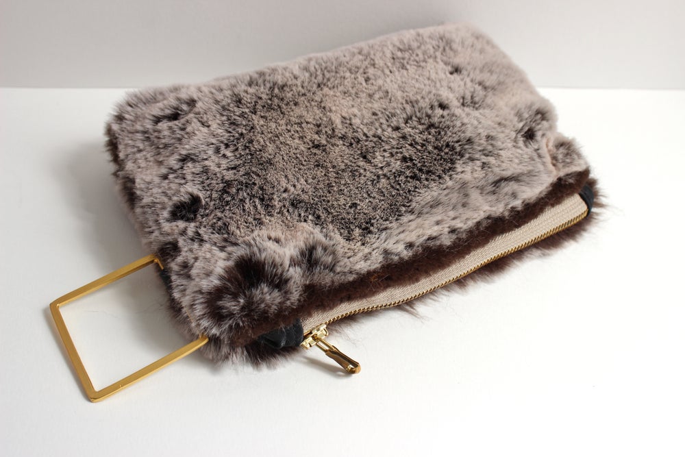 Faux Fur Silver Pouch
