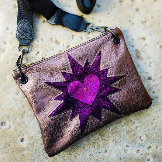 Pewter Rose Mon Coeur Crossbody Bag