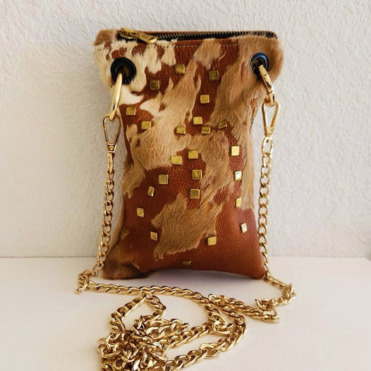 Embellished Hair-on Mini Crossbody Bag