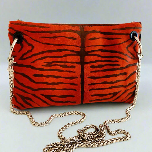 Brunt Orange Zebra Crossbody Bag