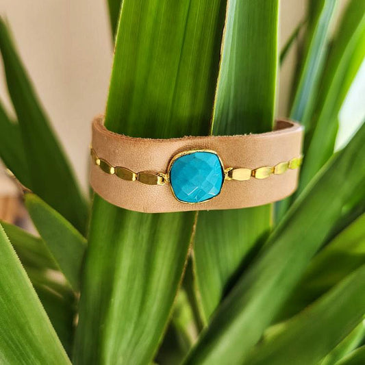 Natural Buff Leather Cuff Bracelet