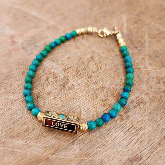 Faceted Turquoise Message Bracelet