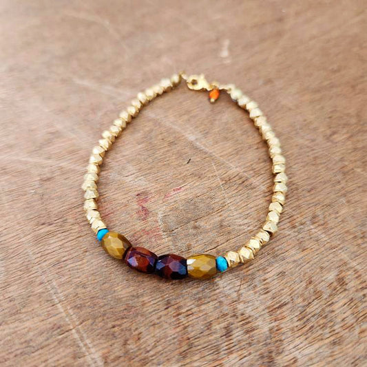 22kt Overlay Faceted Tiger Eye Bracelet