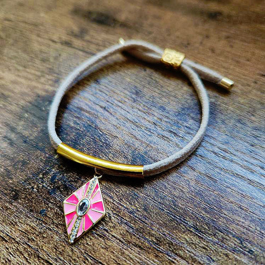 Pink and Cream Adjustable Bracelet