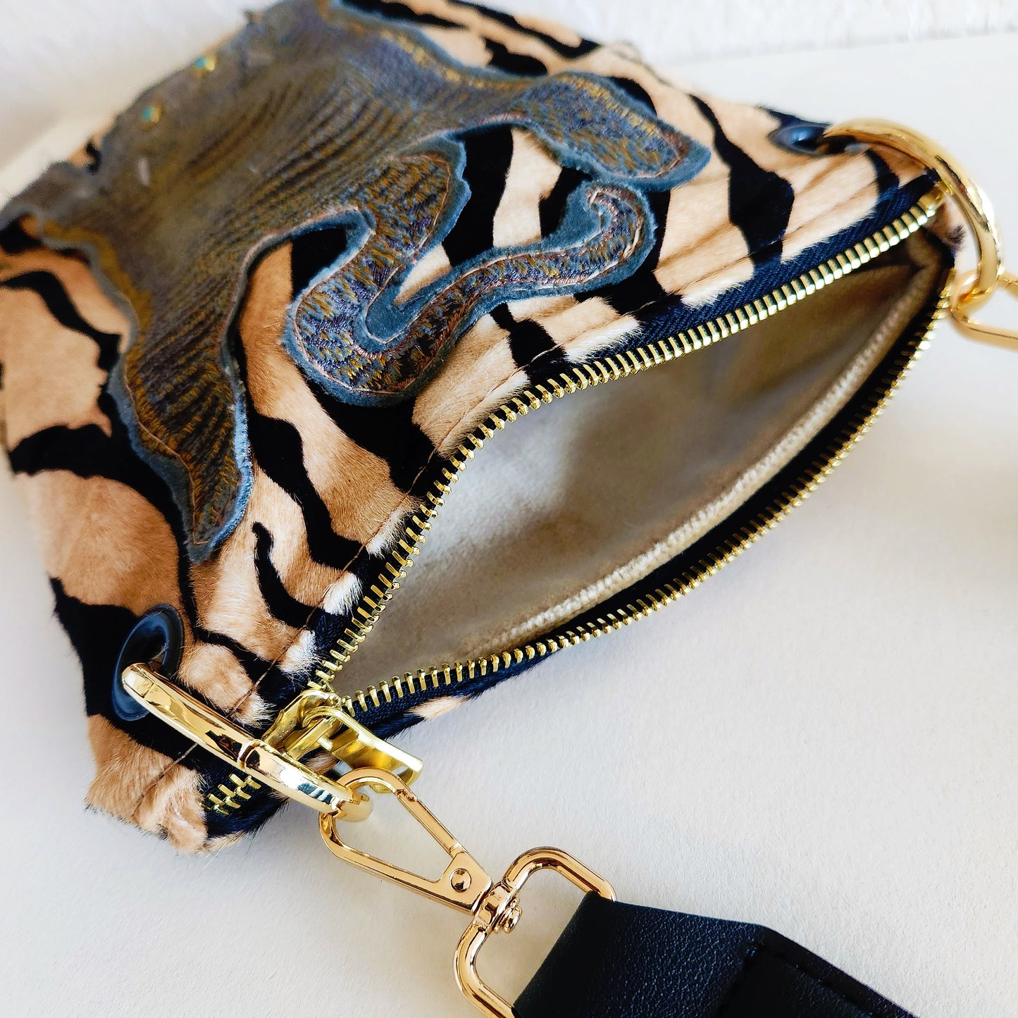 Hair-On Black and Tan Bengal Crossbody