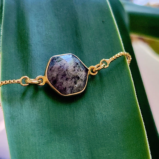 Octagon Onyx Gold Filled Adjustable Bracelet