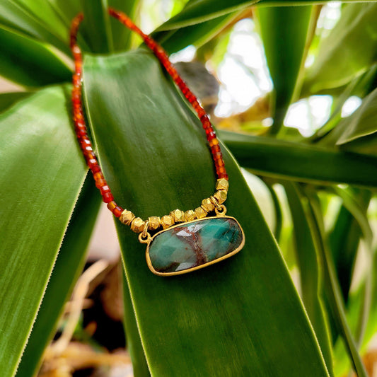 Azurite Malachite Red Agate Necklace