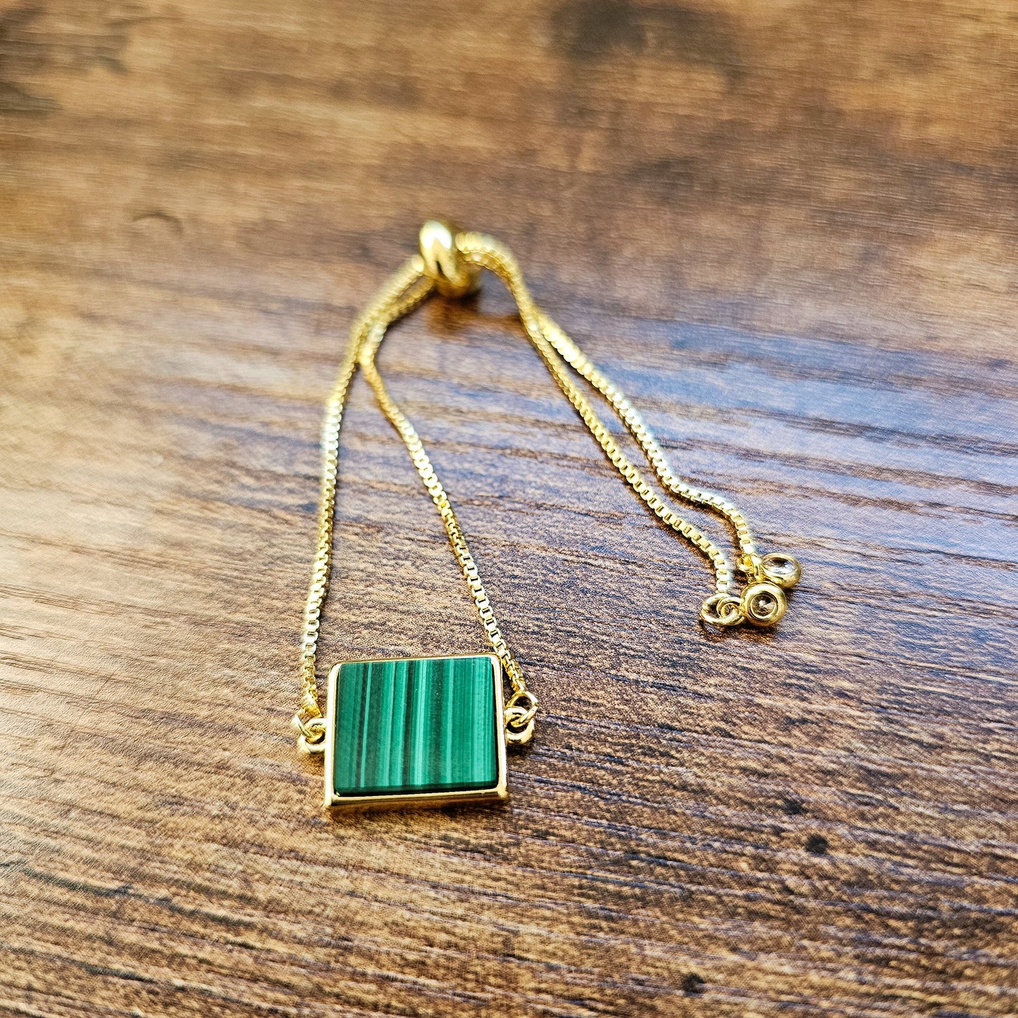 Malachite Gold Filled Adjustable Bracelet