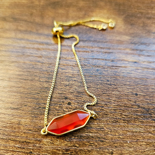 Carnelian Gold Filled Adjustable Bracelet